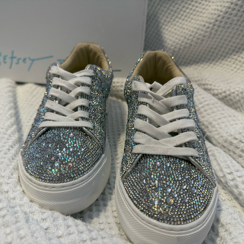 Betsey Johnson Glitter Sneakers - Silver